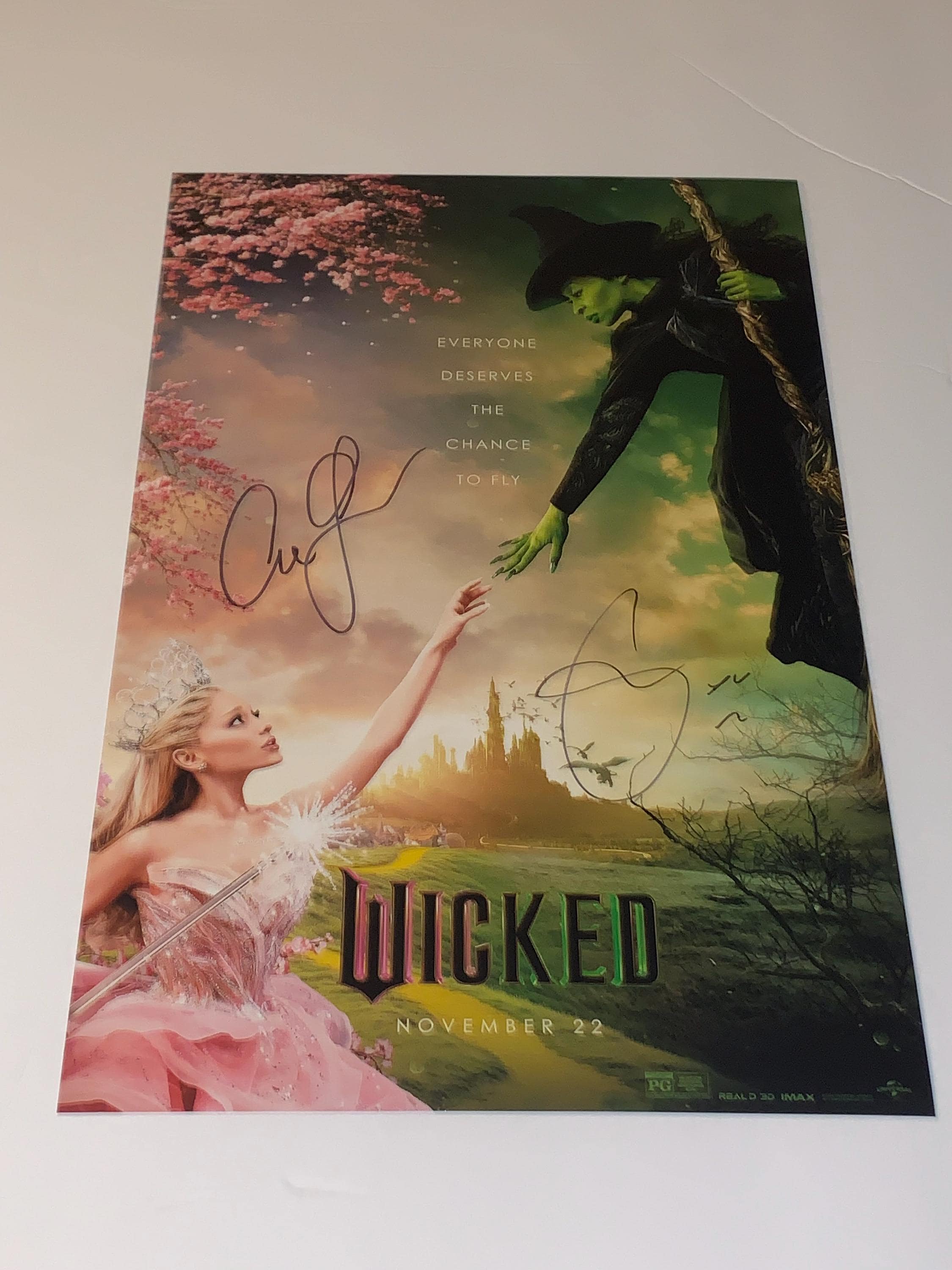 Wicked Ariana Cynthia 直筆サイン入り　フライヤー Cynthia Erivo & Ariana Grande Signed 11x17 Photo Wicked Cast