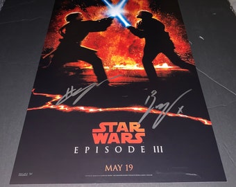 Hayden Christensen and Ewan McGregor Signed 11x17 Photo Star Wars Revenge of the Sith Obi Wan Kenobi Anakin Skywalker Darth Vader