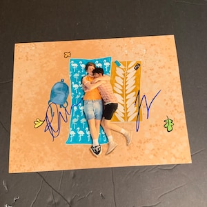 Joe Locke and Kit Connor Signed Heartstopper Sitting on Beach Towels LGBTQ 8x10 Photo