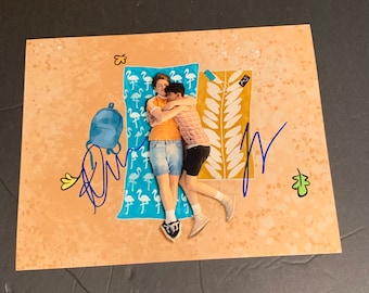Joe Locke and Kit Connor Signed Heartstopper Sitting on Beach Towels LGBTQ 8x10 Photo