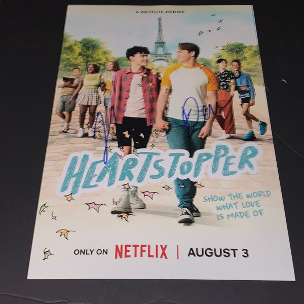 Joe Locke and Kit Connor Signed Heartstopper Season 2 Poster LGBTQ 11x17 Photo