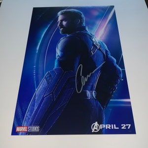 Chris Evans signierte Marvel Avengers Infinity War Captain America 11x17 Foto A