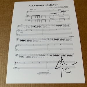 Lin Manuel Miranda Autographed Hamilton Lyric Music Sheet signed