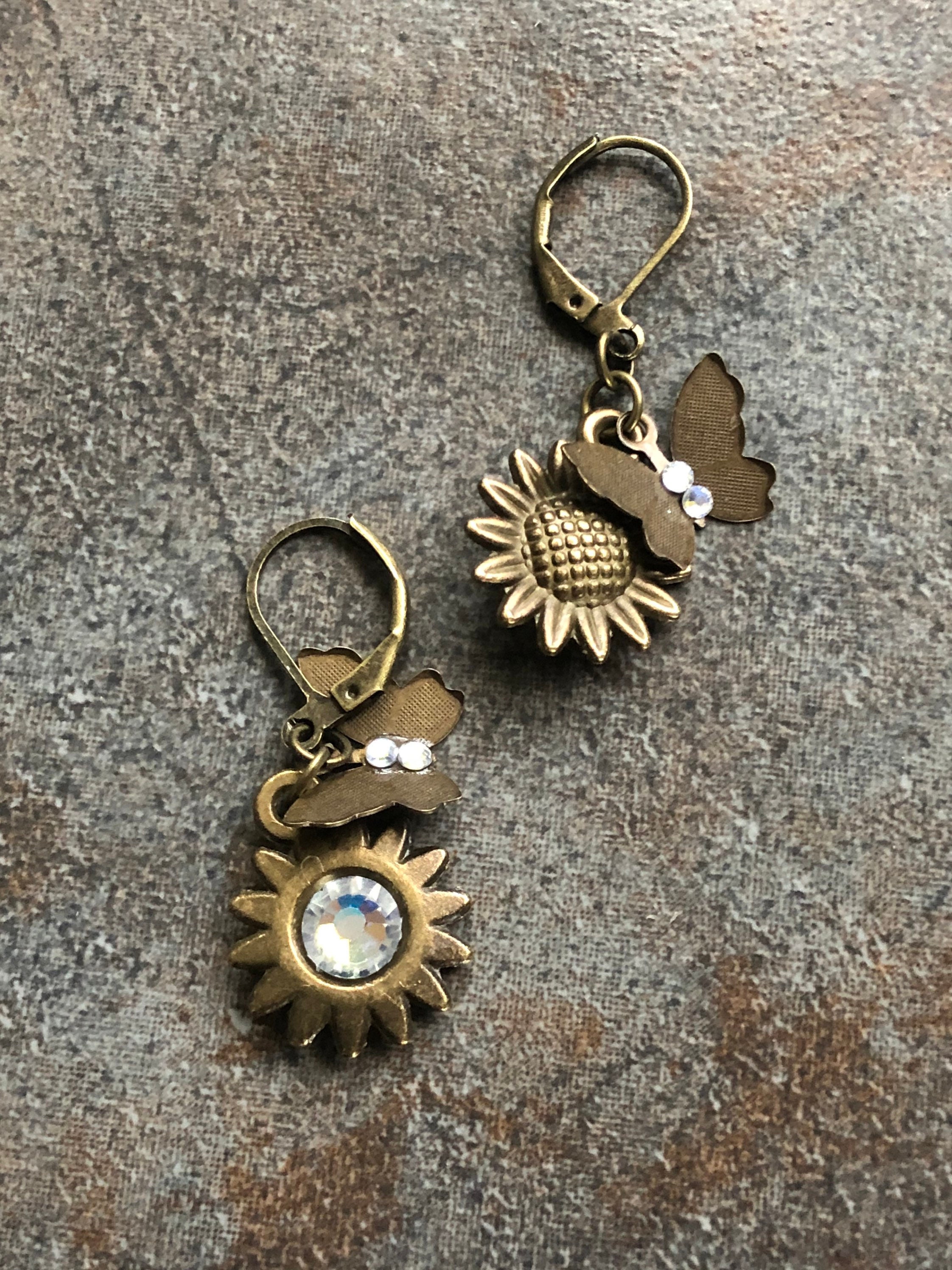 Rose gold sunflower earrings Clearance