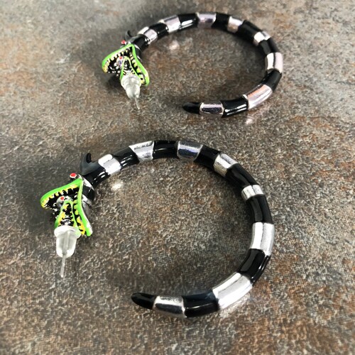 Beetle Juice juicy guise Classic SandWorm recently deceased movie spooky Halloween Diva strange and unusual Dark Gothic 90s Hoop earrings