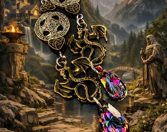 Tears of the dragon GoT style mixed metal stainless steel leverback earrings