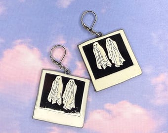 Ghost Couple Polaroid Earrings, Stainless Steel Leverback