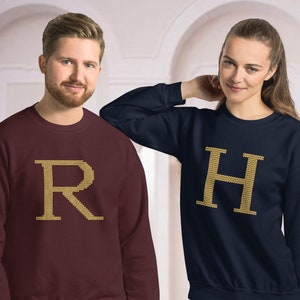 Weasley Sweater, Ron Letter Sweater, Initial Sweatshirt, Personalized gift for her, Custom Letter gifts for him, Minimalist knit letter fan