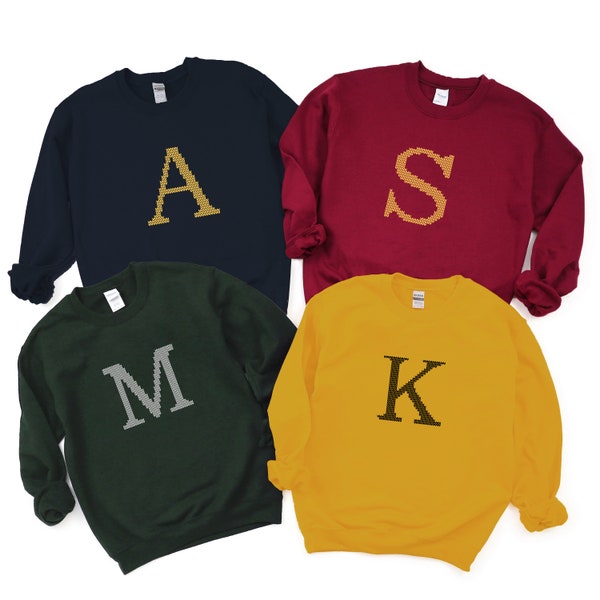 Weasley Sweater Sweatshirt, Personalized Christmas sweater, Custom Letter Initial gift Movie marathon watching matching family holiday party