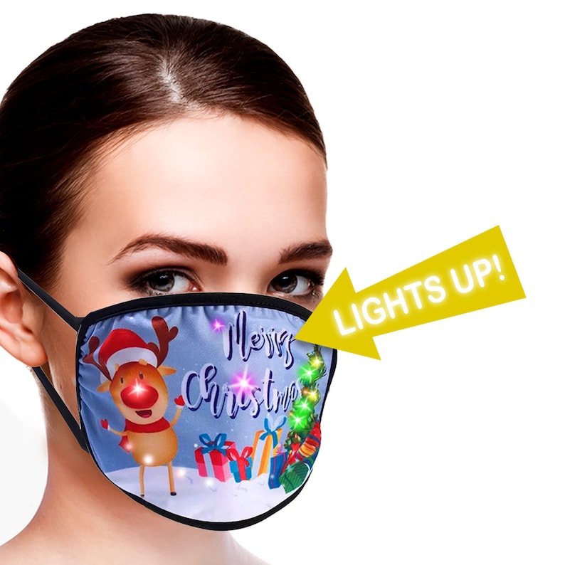 2 Pack Light Up Christmas Masks with free button cell Etsy
