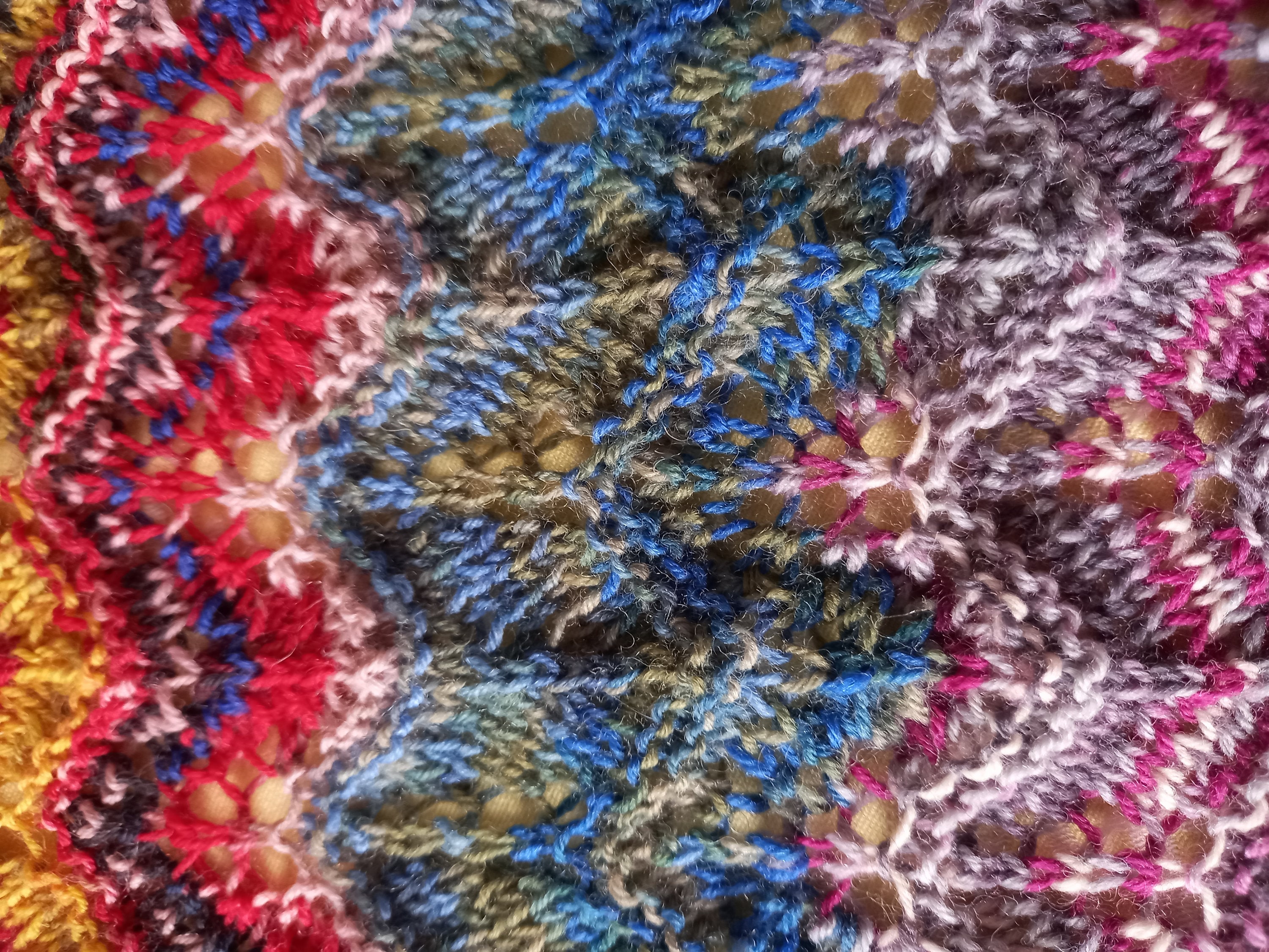 Stole, Scarf, Hand-knitted, Colorful3, Openwork Pattern Stole, Scarf, Hand-knitted, Colorful3, Openwork Pattern