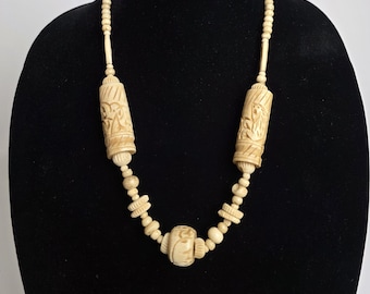 carved bone beaded necklace