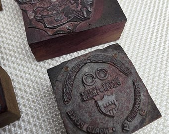 Antique Printing Blocks Stamps Types. Sets.