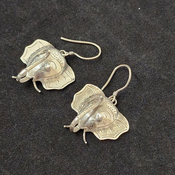 925 Silver Elephant face Earrings with trunk up - image 2
