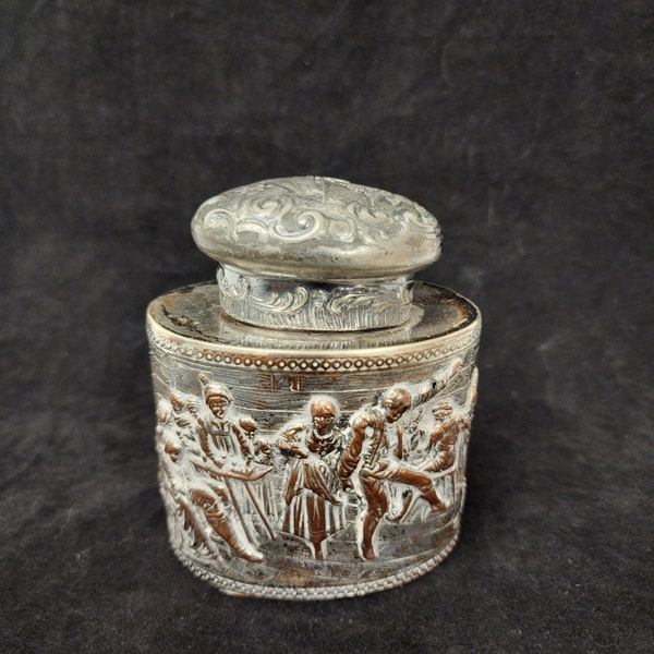 Antique E.G. Webster & Son Dutch Silver Tea Caddy Canister Jar