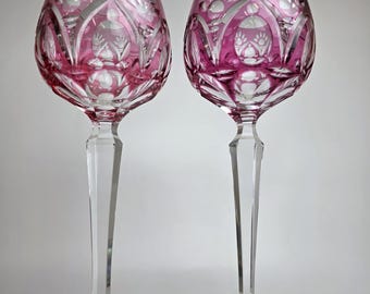 Crystal cranberry wine goblet