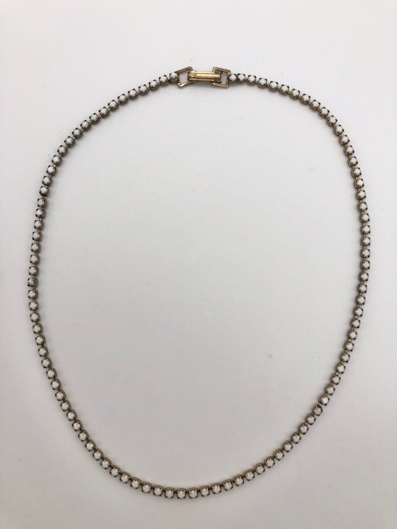 Milk Glass Choker Necklace Chain - image 2