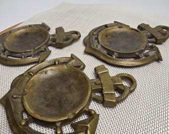 Set of 3 Bronze Anchor Ashtrays