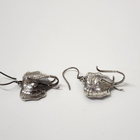 925 Silver Elephant face Earrings with trunk up - image 6