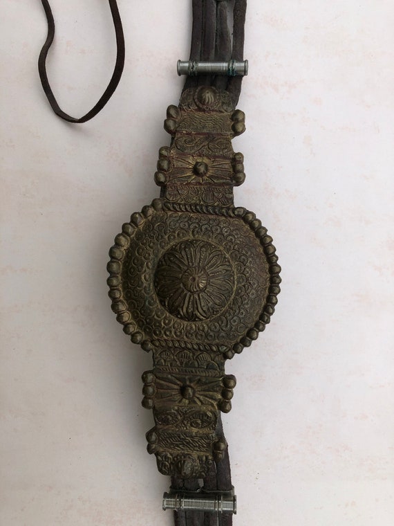 Brass Adornment on Leather Strap - image 2