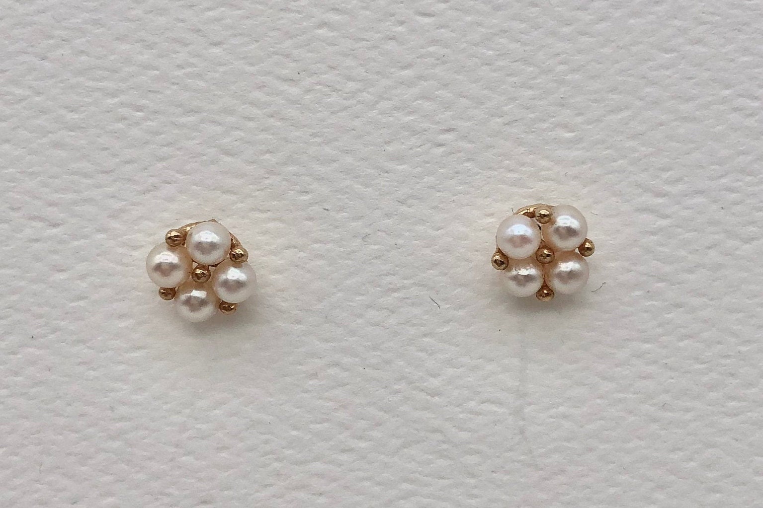 Pearl 14k Gold Stud Earrings Etsy