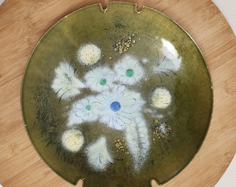 MCM Signed Sascha Brastoff 10" copper dish ashtray plate