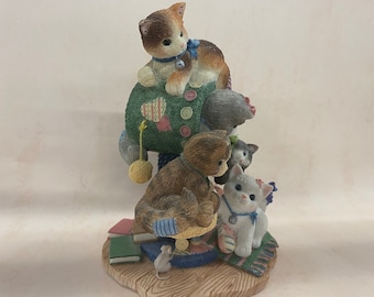 Enesco Calico Kittens Statue 1997 Home Decor