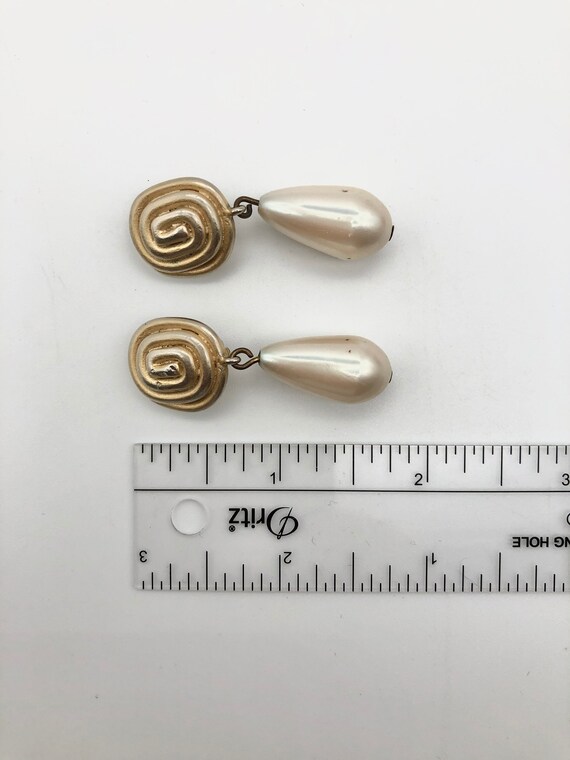 Erwin Pearl Clip On Dangle Drop Earrings - image 6