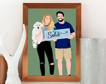 Digital Custom Pet and Family Picture, Custom Pet and Owner Gift, Custom Pet Portrait , Custom Pet Portrait from Photo, Dog Memorial Drawing