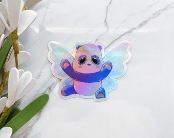 Holographic Panda Sticker, Faerie Sticker, Holographic Fairy Sticker, Fairy Panda Sticker, Holographic Fantasy Sticker, Kindle Sticker