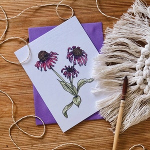 Carte de voeux florale | Carte de condoléances | Je pense à vous | blanc à l'intérieur