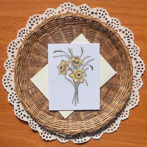 Carte de voeux de bouquet de fleur de jonquille | Vierge toute carte de voeux d'occasion | Carte de fleurs pour la fête des mères