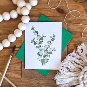 Conception de carte de voeux de fleur d'eucalyptus | Carte vierge fête des mères | vide à l'intérieur | Carte de fleurs pour la fête des mères
