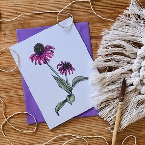 Conception de carte de voeux fleur d'échinacée félicitations | blanc à l'intérieur