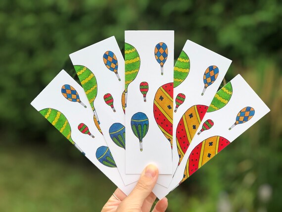 Unique hot air balloon bookmark Watercolor bookmark | Etsy