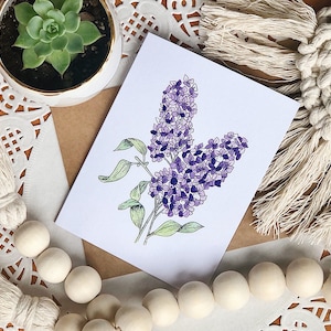 Pack de cartes de voeux fleur lilas | Carte d'anniversaire de sa fille | Carte de voeux vierge | Carte de fleurs pour la fête des mères