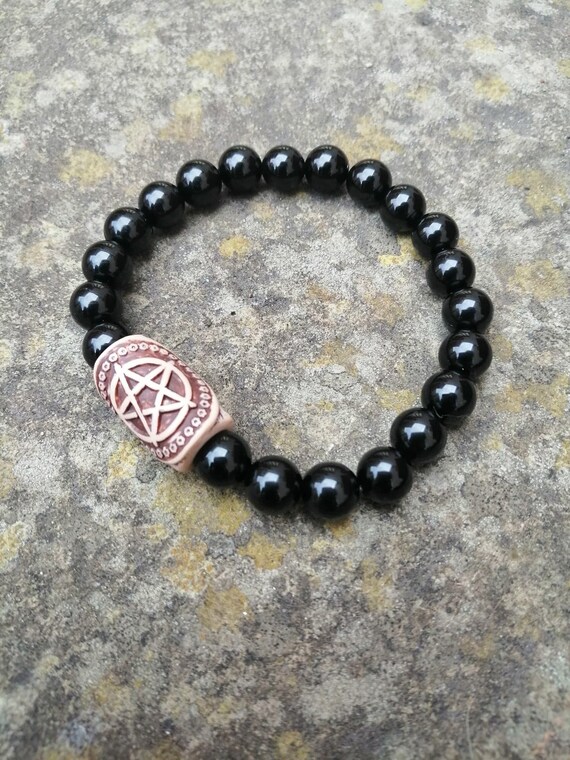 Pentacle Protection Black Onyx Bracelet Pagan Jewelry Pagan Etsy