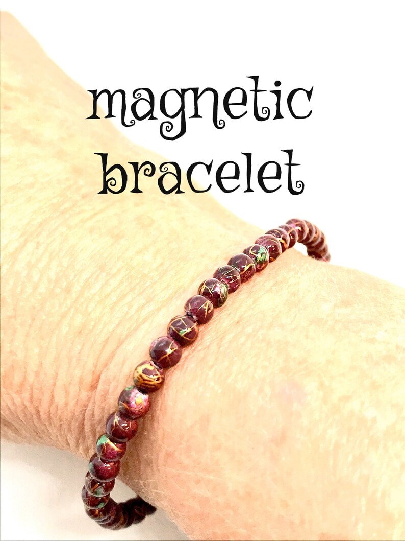 Magnetic stretch Bracelet, stacking bracelet, Dainty Hematite Bracelet, Birthday Gift, balance bracelet, meditation bracelet, pink, green image 3