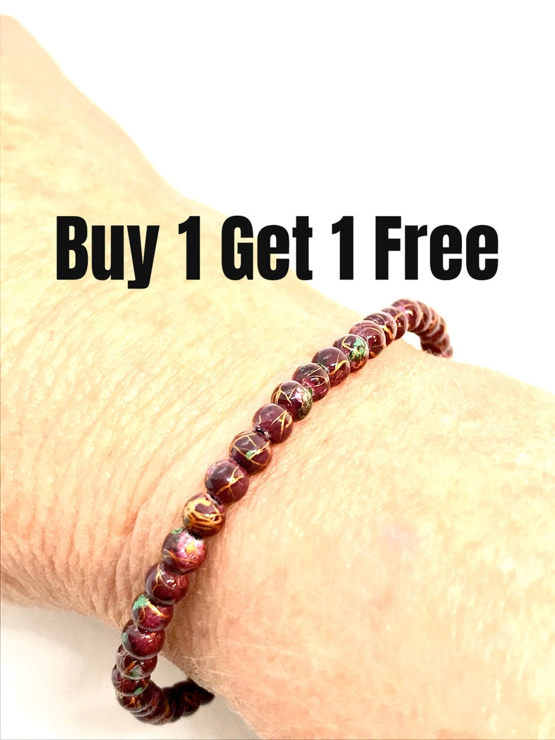 Magnetic stretch Bracelet, stacking bracelet, Dainty Hematite Bracelet, Birthday Gift, balance bracelet, meditation bracelet, pink, green image 1