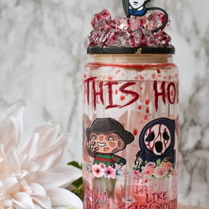 Horror Family Oozing Snow Globe Tumbler | 16oz Glass Snow Globe Tumbler
