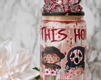 Horror Family Oozing Snow Globe Tumbler | 16oz Glass Snow Globe Tumbler