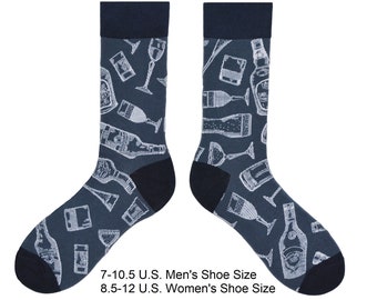 Blue Cocktail Hour Embroidered Men's Socks