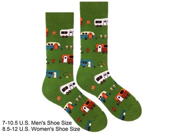 Happy Camper RV Trailer Park Men's Camping Socks