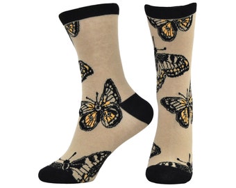 DISPATCH FROM CANADA Flying High Butterfly Patterned Ladies Quarter Crew Socks