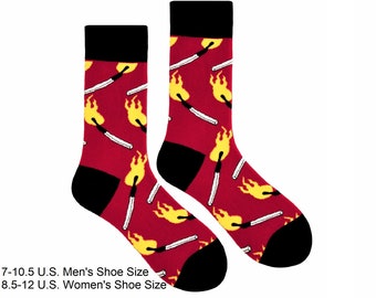 Matchstick Combed Cotton Campfire Novelty Socks