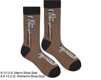 Plumb Good Pipe Wrench Unisex Cotton Crew Plumber Socks