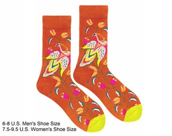 Bird of Paradise Socks| Flower| Floral Patterned| Women Cotton| Birthday Present| Christmas Gift Idea| Stocking Stuffer
