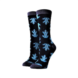 EXPÉDITION À PARTIR DU CANADA Chaussettes ras du cou pour dames en coton avec motif grenouilles Kiss A Toad