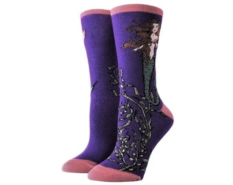 DISPATCH FROM CANADA Mermaid At Heart Ladies Quarter Crew Cotton Art Socks