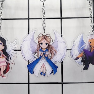 ¡Ah! Mi Diosa, llaveros de 6,35 cm con dijes de doble cara de Belldandy, Skuld y Urd